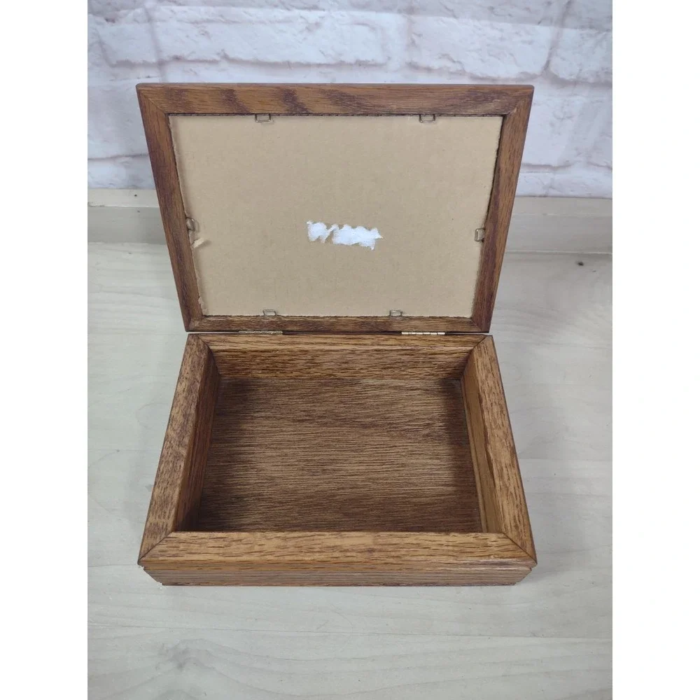 Wooden Storage Box 4x6 Picture Photo Organizer Case Drawer Keepsake Chest Stash